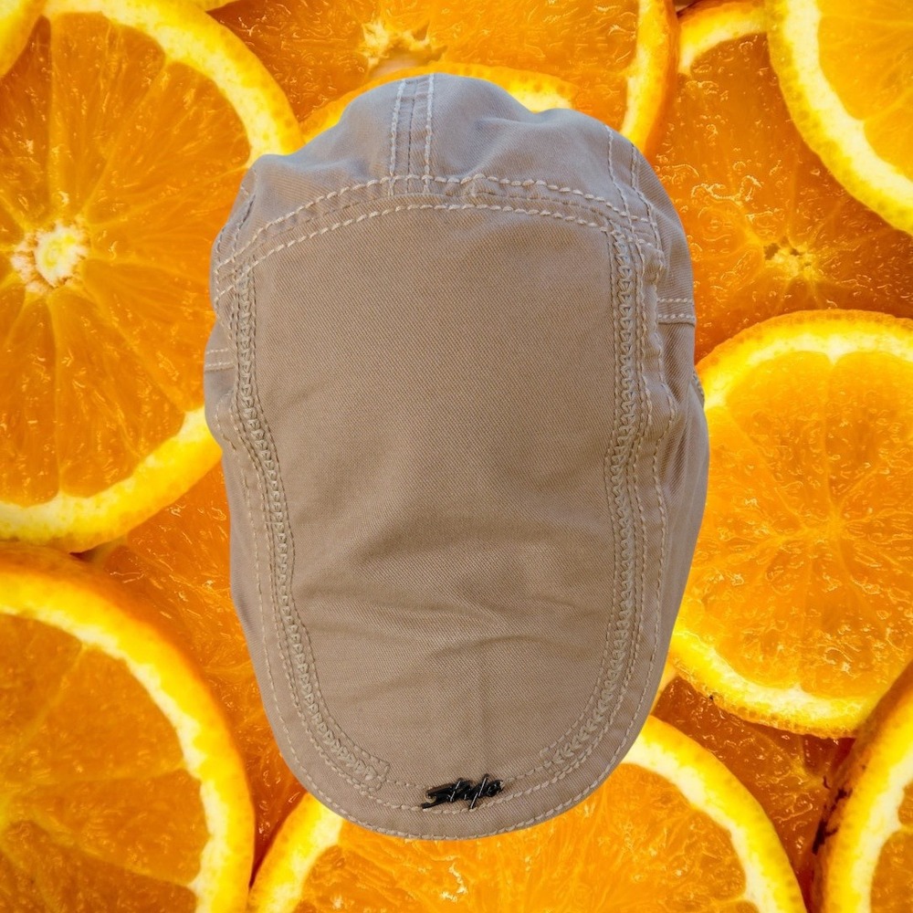 Style Mens Khaki Tan Cotton‎ Flat Cap Ivy Cabbie Hat Adjustable Buckle Strap